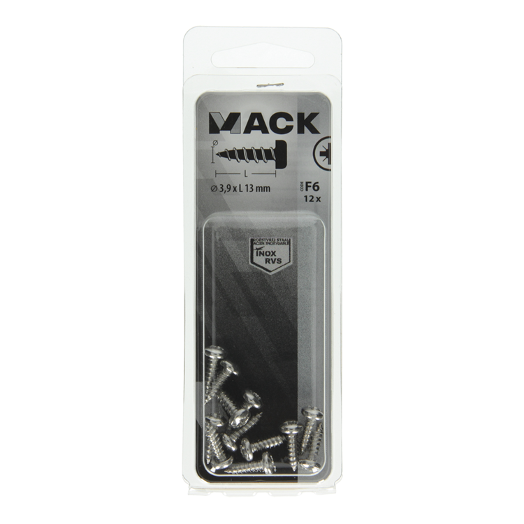 Mack 1019784 - tornillo autorroscante culata A2 12 piezas 3,9 x 13 mm | 10 piezas