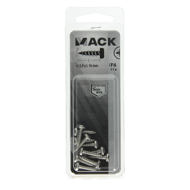 Mack 1019785 - tornillo autorroscante culata A2 11 piezas 3,9 x 16 mm | 10 piezas