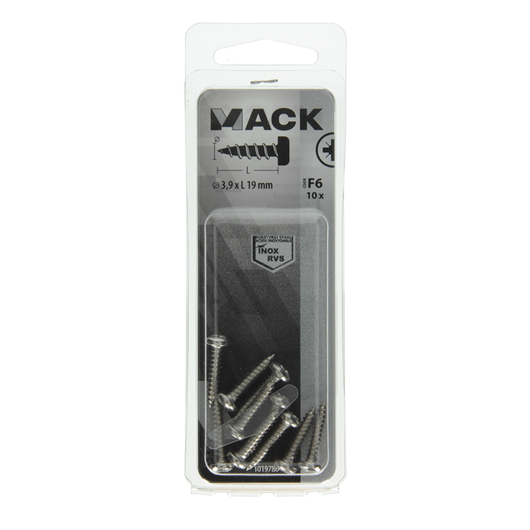 Mack 1019786 - tornillo autorroscante culata A2 10 piezas 3,9 x 19 mm | 10 piezas