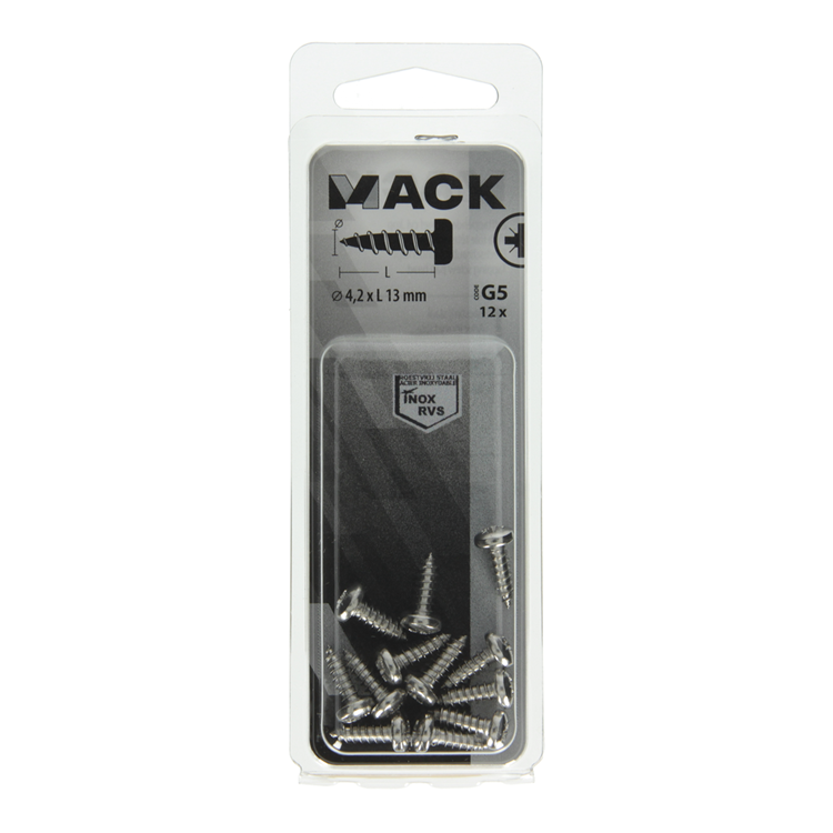 Mack 1019788 - tornillo autorroscante culata A2 12 piezas 4,2 x 13 mm | 10 piezas