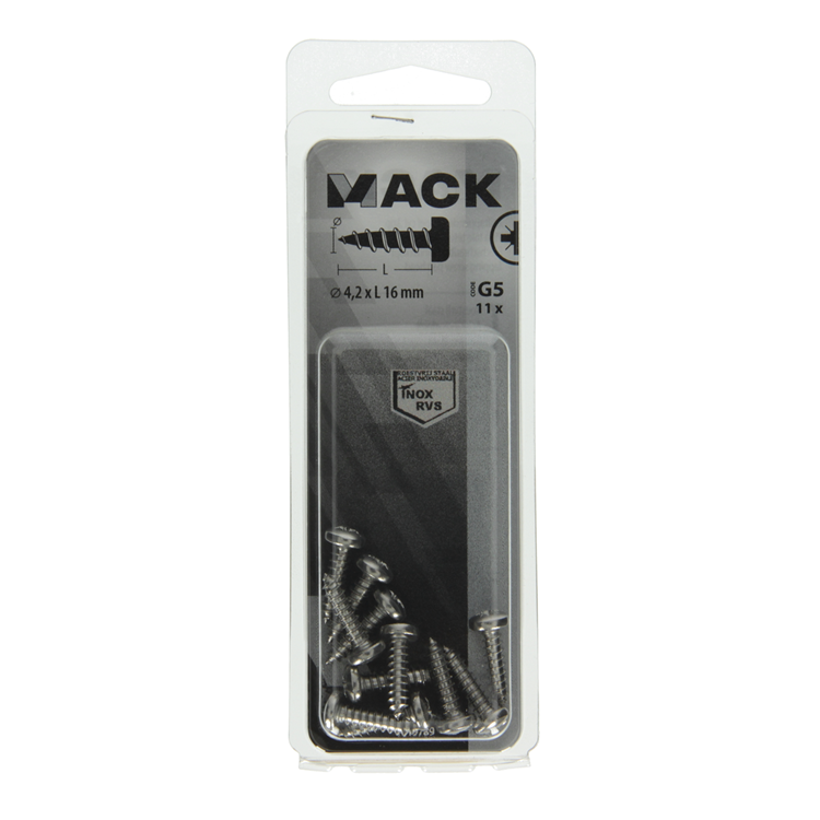 Mack 1019789 - tornillo autorroscante culata A2 11 piezas 4,2 x 16 mm | 10 piezas