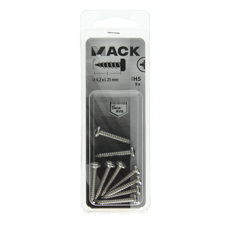 Mack 1019791 - tornillo autorroscante culata a2 9 piezas 4,2 x 25 mm | 10 piezas