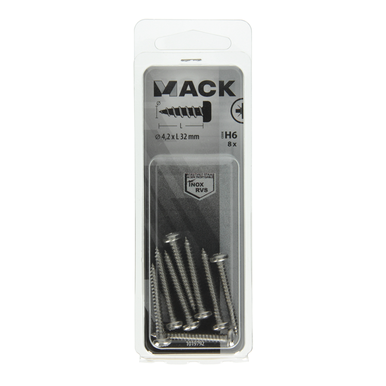 Mack 1019792 - tornillo autorroscante culata a2 8 piezas 4,2 x 32 mm | 10 piezas