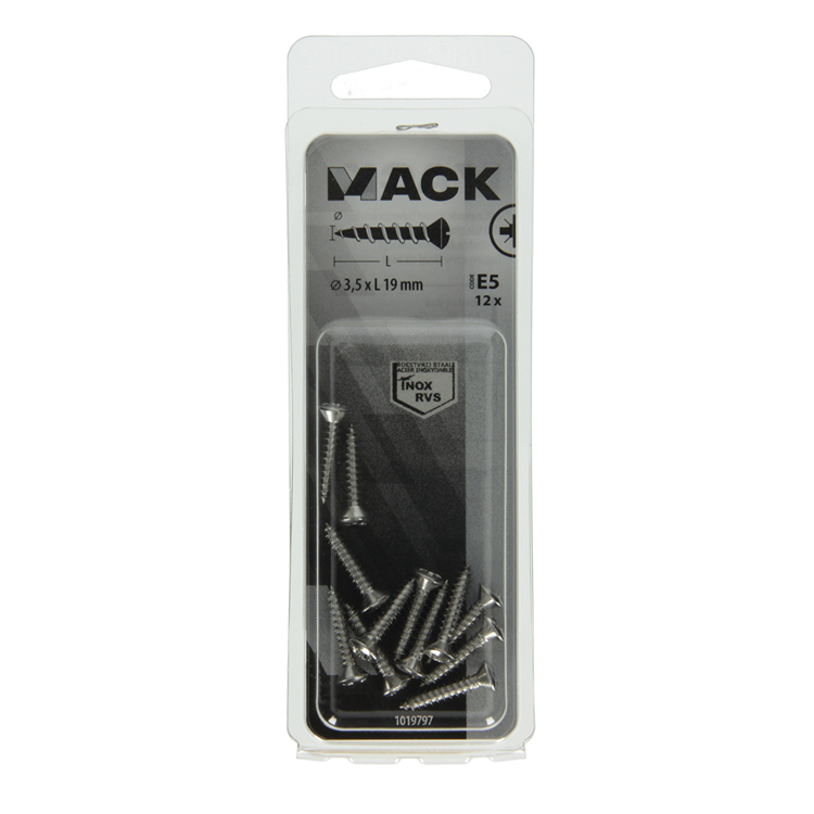 Mack 1019797 - tornillo autorroscante con cabeza esféricaa2 12uds 3,5 x 19 mm | 10 piezas