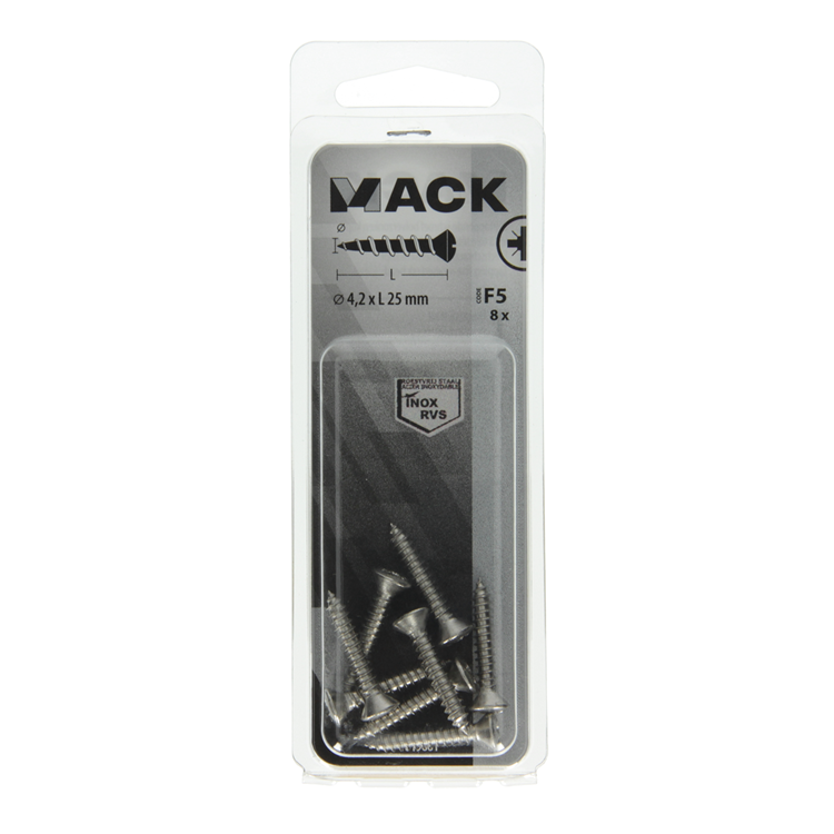 Mack 1019801 - tornillo autorroscante bola fx.heada2 8uds 4,2 x 25 mm | 10 piezas