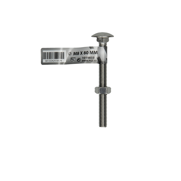 Mack 1019833 - perno madera + tuerca acero inoxidable 1 ud m8 x 80 mm | 10 piezas