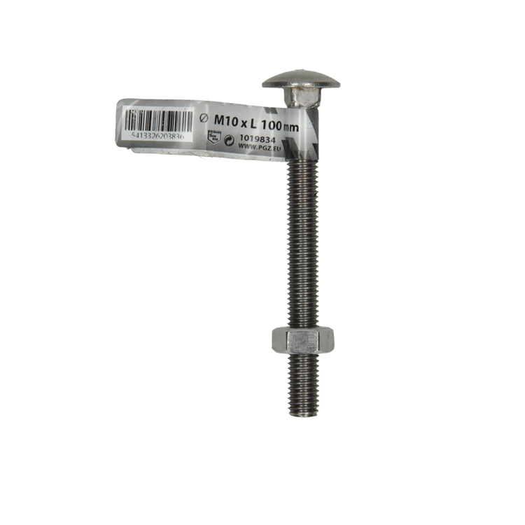 Mack 1019834 - perno madera + tuerca acero inoxidable 1 ud m10 x 100 mm | 10 piezas