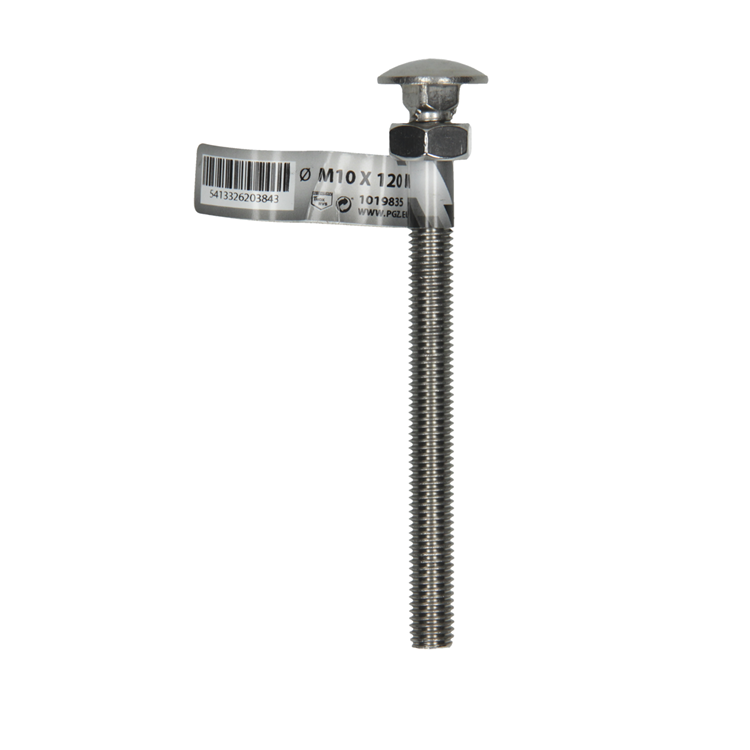 Mack 1019835 - perno madera + tuerca acero inoxidable 1 ud m10 x 120 mm | 10 piezas