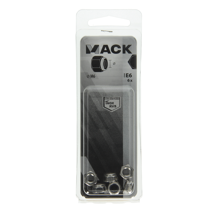 Mack 1019858 - contratuerca hexagonal acero inoxidable a2 6 piezas m 6 | 10 piezas