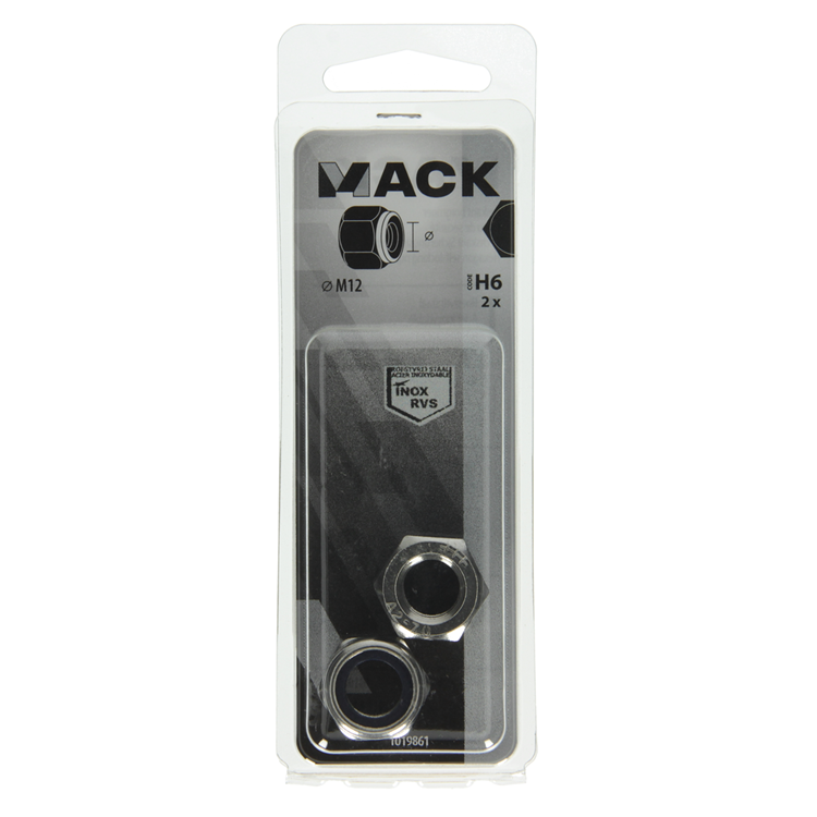 Mack 1019861 - contratuerca hexagonal acero inoxidable a2 2 piezas m 12 | 10 piezas