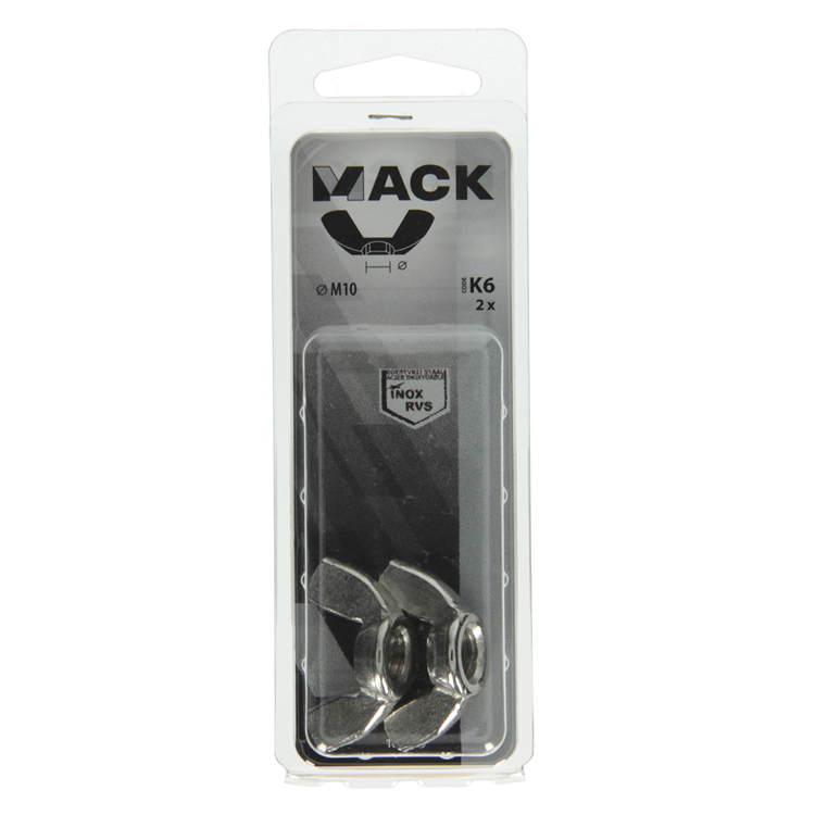 Mack 1019869 - tuerca de mariposa acero inoxidable a2 2 piezas m10 | 10 piezas