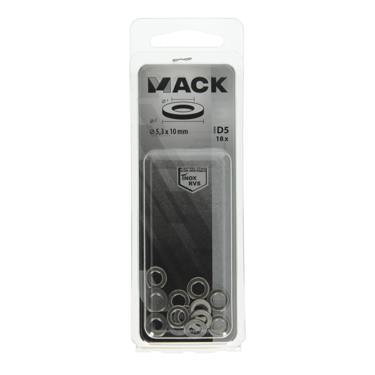 Mack 1019871 - arandela acero inoxidable a2 18 piezas m5 | 10 piezas