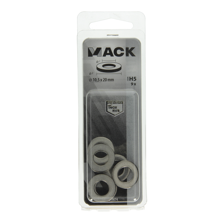 Mack 1019874 - arandela acero inoxidable a2 9 piezas m10 | 10 piezas