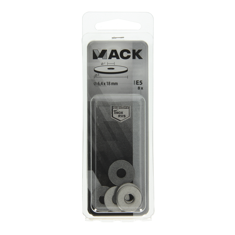 Mack 1019878 - arandela de carrocería acero inoxidable a2 8 piezas 6,4x18 | 10 piezas