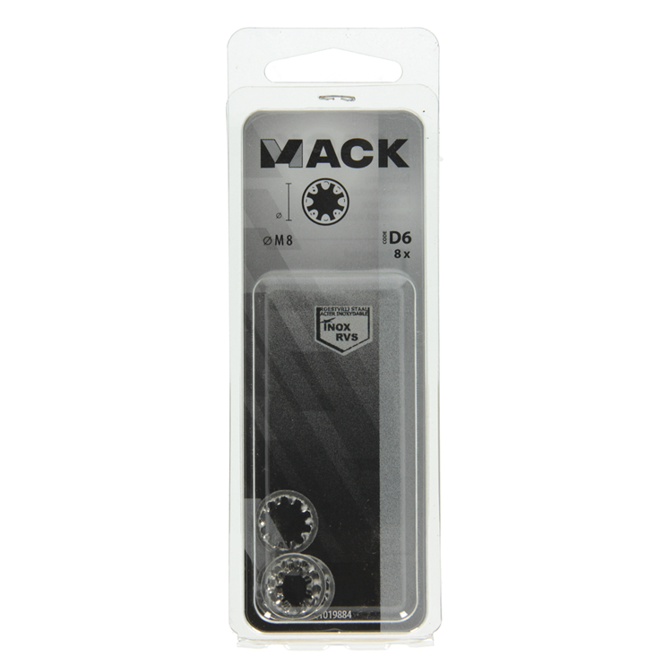 Mack 1019884 - arandela dentada de seguridad acero inoxidable a2 8 piezas m8 | 10 piezas