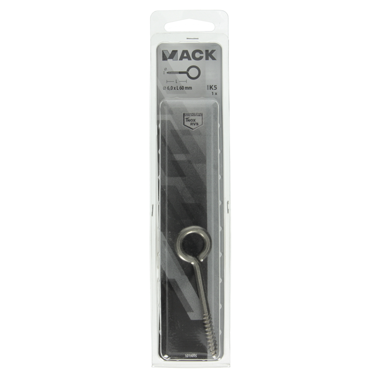 Mack 1019895 - occhiello a vite acciaio inox 1 pz6,0x60 mm | 5 pezzi