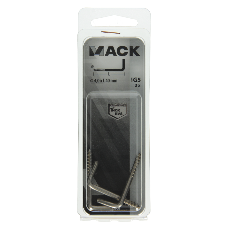 Mack 1019900 - tornillo pulgar acero inoxidable 3 piezas 4,0x40 mm | 10 piezas