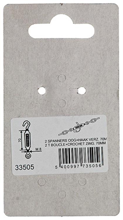 Mack 1008475 - 2 tensores ojo + gancho m8 x 70mm galvanizado | 10 piezas