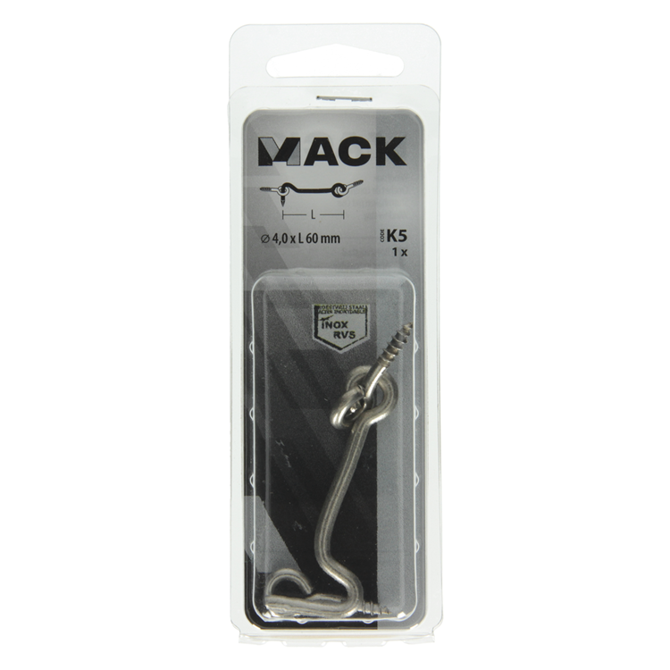 Mack 1019902 - gancho de viento acero inoxidable 1 ud 4,0 x 60 mm | 10 piezas