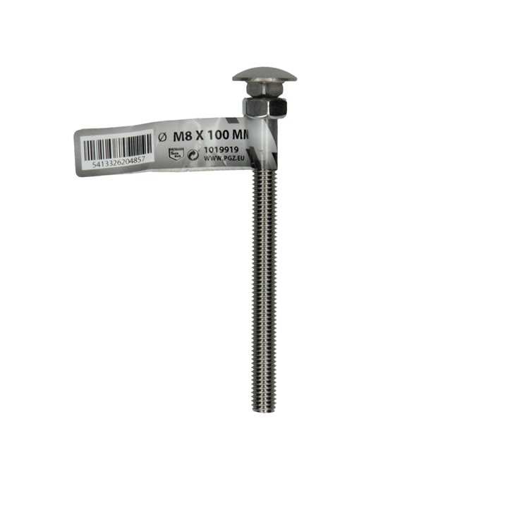 Mack 1019919 - perno madera + tuerca acero inoxidable 1 ud m8 x 100 mm | 10 piezas