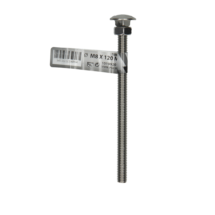 Mack 1019920 - perno madera + tuerca acero inoxidable 1 ud m8 x 120 mm | 10 piezas