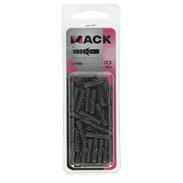 Mack 1017878 - tapón polietileno 50 uds 4 mm | 10 piezas