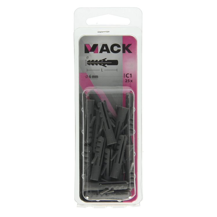 Mack 1017880 - tapón polietileno 25 uds 6 mm | 5 piezas