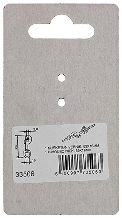 Mack 1008476 - 1 mosquetón 16 x 89mm niquelado | 10 piezas