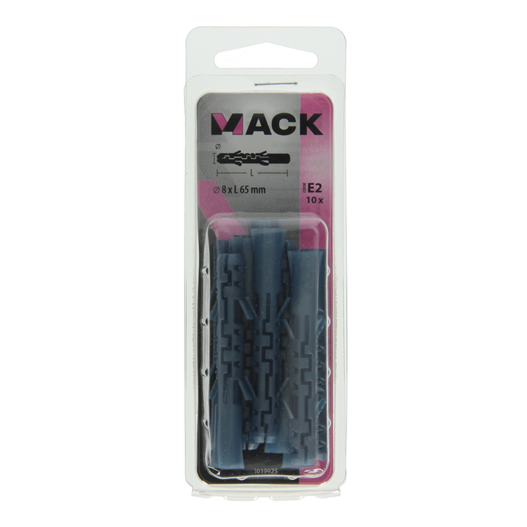Mack 1019925 - tapón de expansión largo polietileno 10 uds 8 x 65 mm | 5 piezas