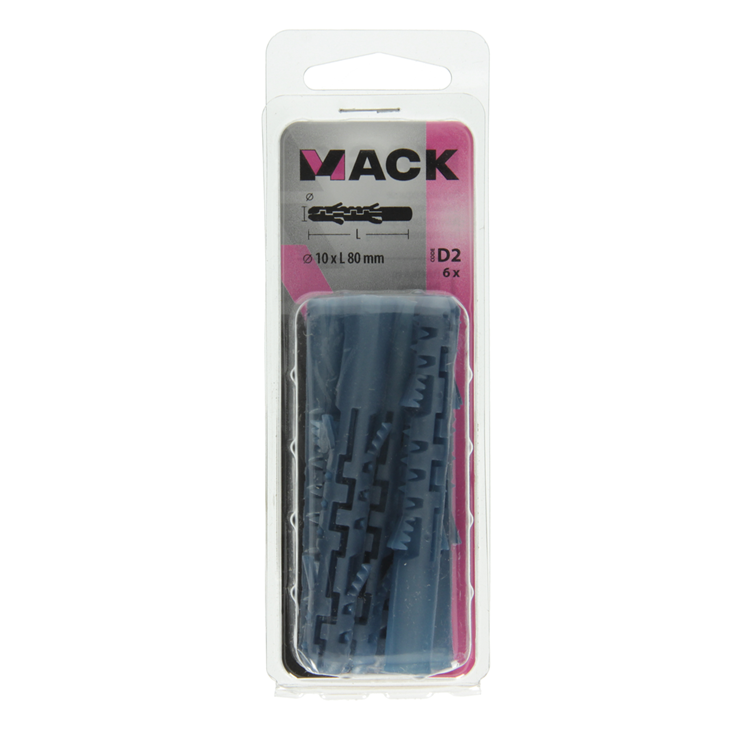 Mack 1019926 - Tapón de expansión largo polietileno 6 uds 10 x 80 mm | 5 piezas