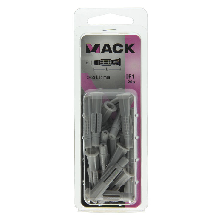 Mack 1017886 - enchufe universal con collar de polietileno.20uds 6 x 35 mm | 5 piezas