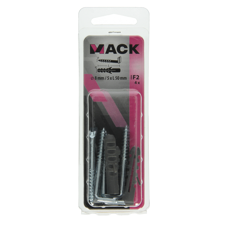 Mack 1017901 - tapón + tornillo pulgar polieth 4 piezas 8mm 5x50mm | 5 piezas