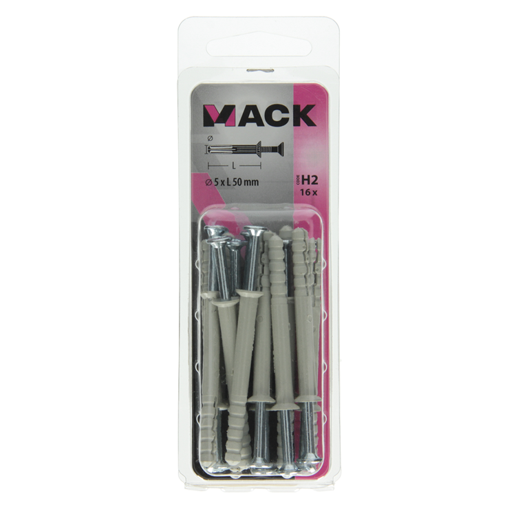 Mack 1017906 - taco clavo de nylon poliamida 16 piezas 5 x 50 mm | 5 piezas