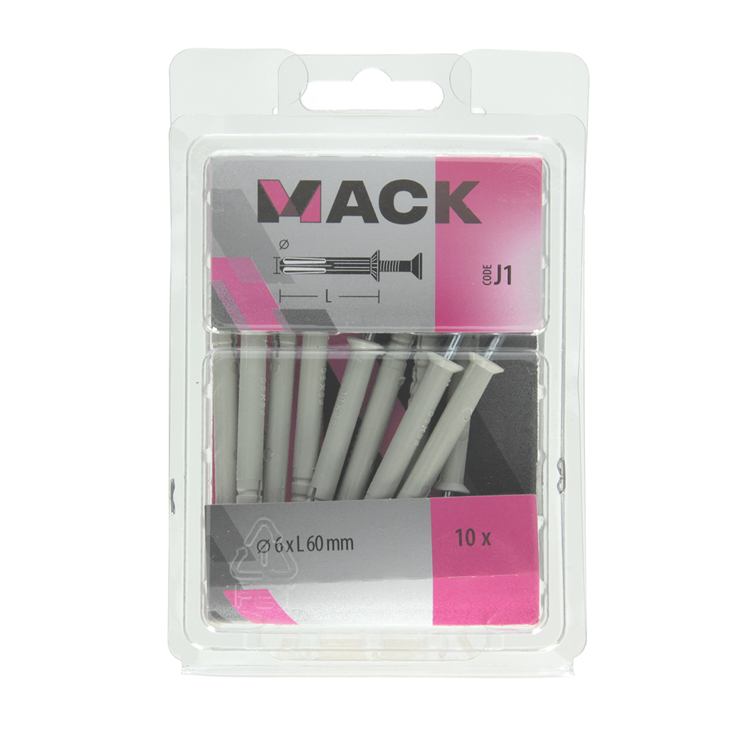 Mack 1017908 - taco clavo de nylon poliamida 10 piezas 6 x 60 mm | 5 piezas