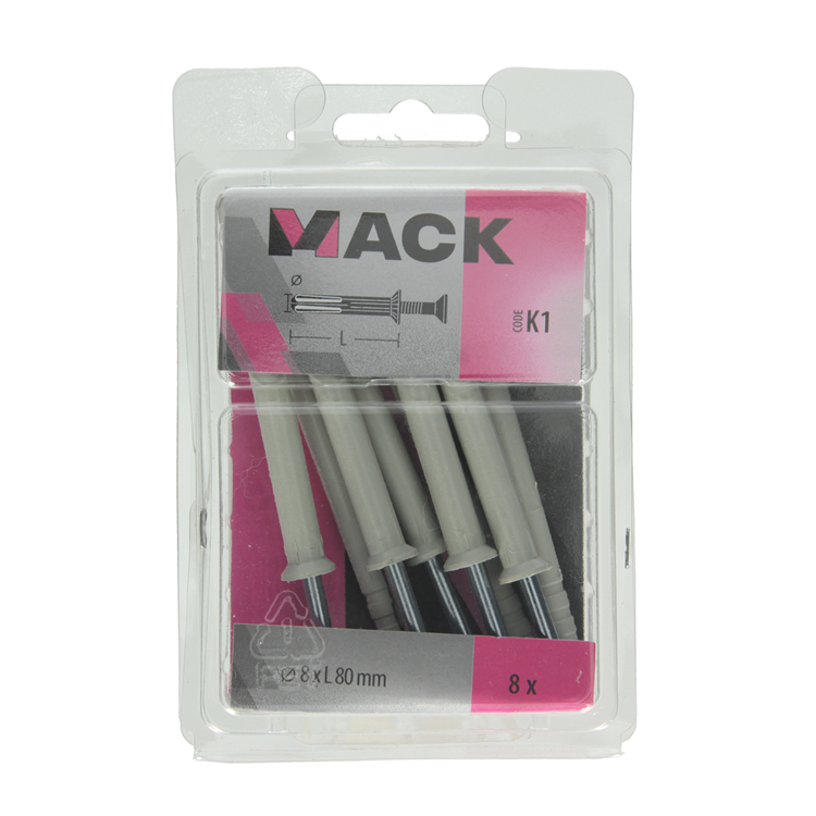 Mack 1017910 - taco clavo de nylon poliamida 8 piezas 8 x 80 mm | 5 piezas