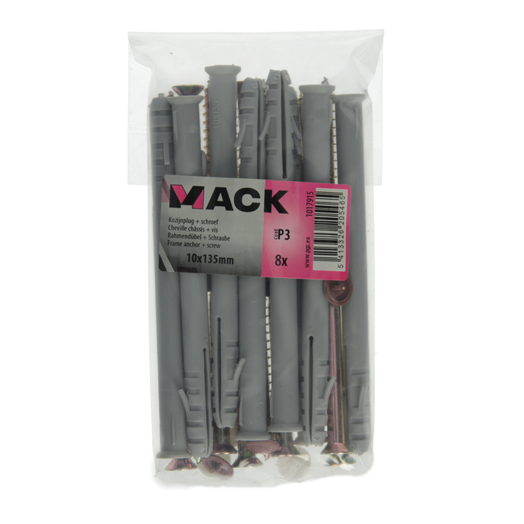 Mack 1017915 - taco marco con tornillo poliamida 8 piezas 10 x 135 mm | 5 piezas