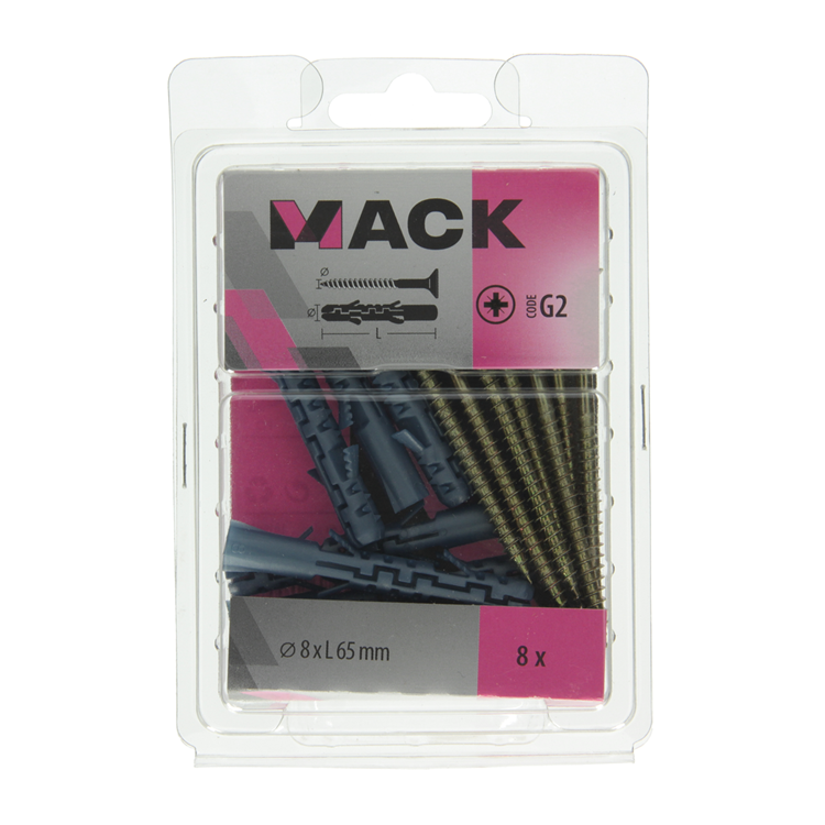 Mack 1019933 - enchufe largo exp.polieth. + scr. 5x80 8 piezas 8 x 65 mm | 5 piezas