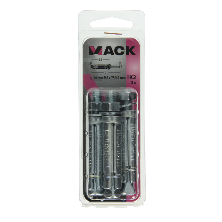 Mack 1019938 - perno de cuña con espárrago roscado. galvanizado 3 piezas m8x75 42mm | 5 piezas