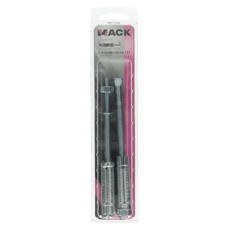 Mack 1019940 - perno de cuña con espárrago roscado. galvanizado2 piezas m8 x 100 mm | 5 piezas