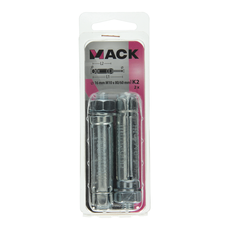 Mack 1019942 - perno de cuña con espárrago roscado. galvanizado2 piezas m10 x 80mm | 5 piezas