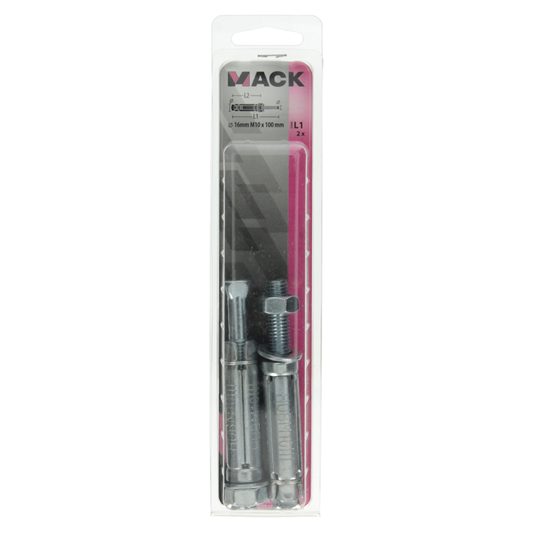 Mack 1019943 - perno de cuña con espárrago roscado. galvanizado2 piezas m10 x 100mm | 5 piezas