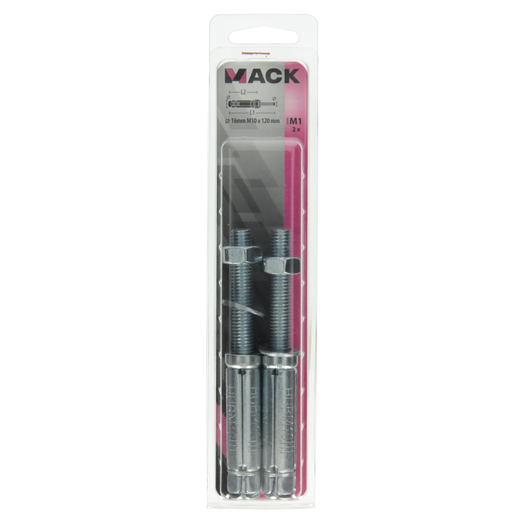 Mack 1019944 - perno de cuña con espárrago roscado. galvanizado2 piezas m10 x 120mm | 5 piezas