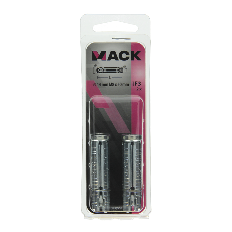 Mack 1019956 - manguito de perno cuña galvanizado 2 piezas m8 x 50 mm | 10 piezas