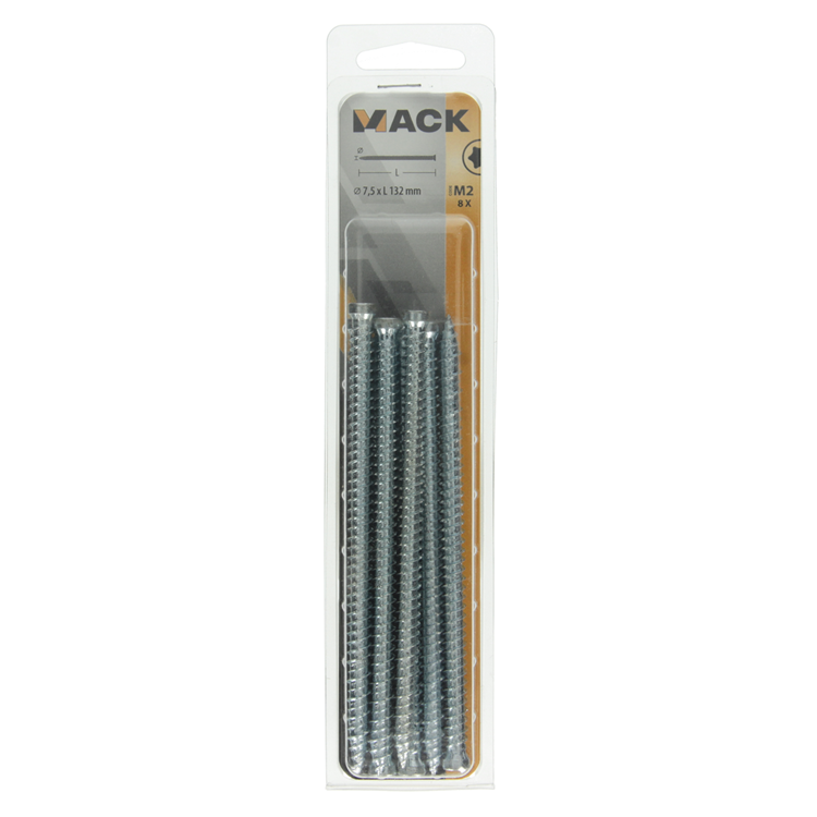 Mack 1019962 - Tornillo para ventana de hormigón con culata galvanizada 8 piezas 7,5 x 132 mm | 5 piezas
