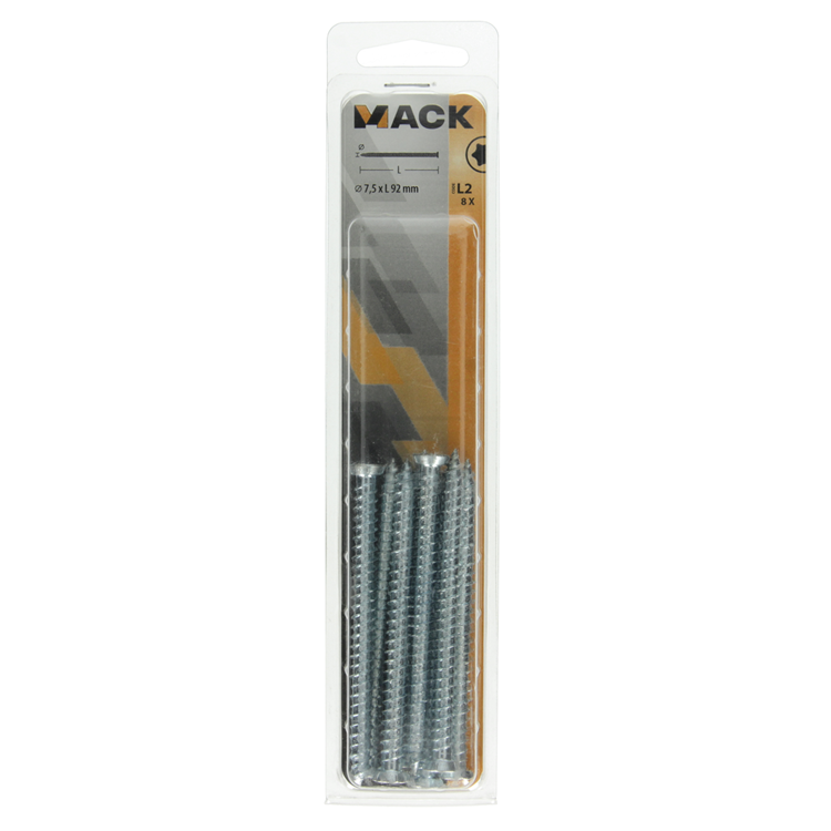 Mack 1019964 - tornillo para ventana de hormigón galvanizado con cabeza 8 piezas 7,5 x 92 mm | 5 piezas