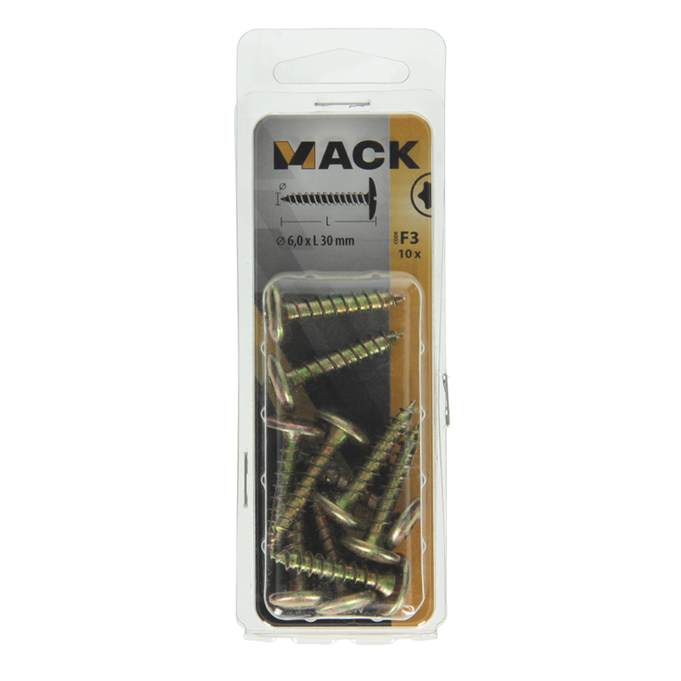 Mack 1019970 - tornillo de escotilla amarillo galvanizado 6,0 x 30 mm 10 piezas | 5 piezas