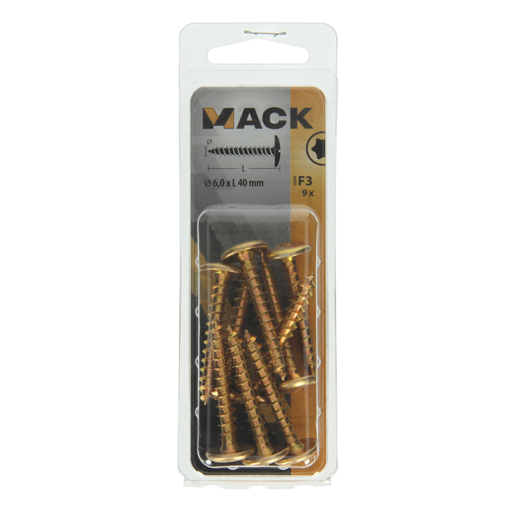 Mack 1019971 - luikschroef geel verzinkt 6,0 x 40 mm 9st | 5 piezas