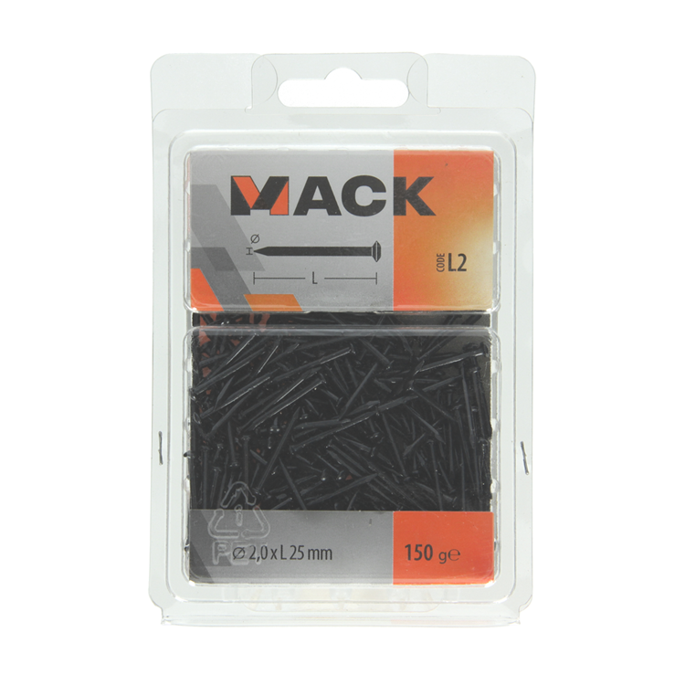 Mack 1017931 - clavo de acero bvk acero pavonado 150 gr 2,0 x 25 mm | 5 piezas