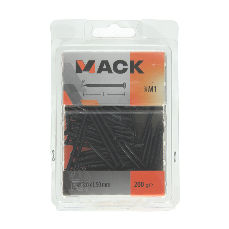 Mack 1017934 - clavo de acero bvk acero pavonado 200 gr 3,0 x 50 mm | 5 piezas