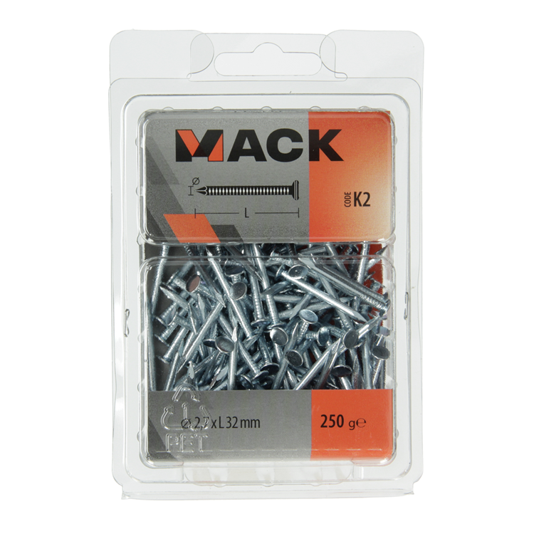 Mack 1017943 - Clavo para placas de yeso acero galvanizado 250 gr 2,7 x 32 mm | 5 piezas